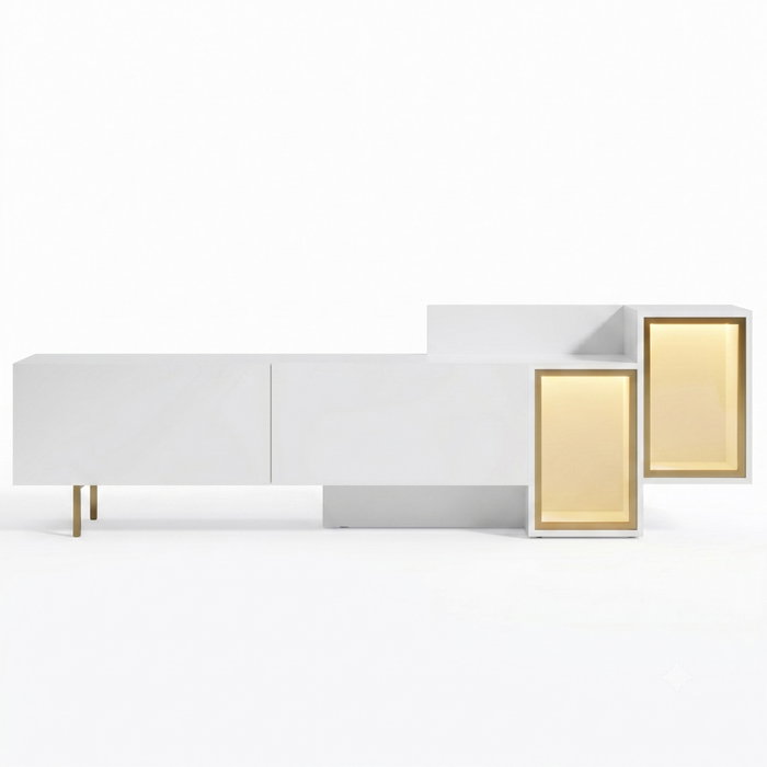 Hanah Home Tenon Soporte para TV Blanco y Dorado con Luz LED